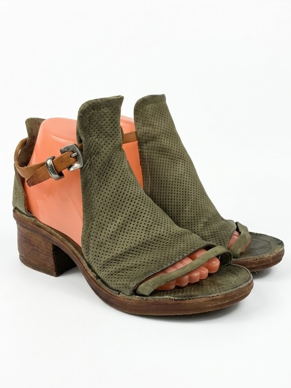 A.S.98 Kenya Green Olive Leather Women Sandals Size EU 40 - US 9